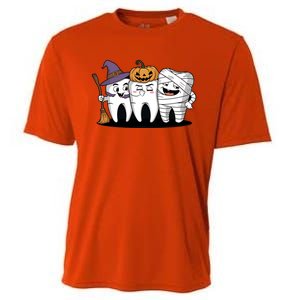 Th Witch Pumpkin Mummy Funny Dental Halloween Dentist Funny Gift Cooling Performance Crew T-Shirt