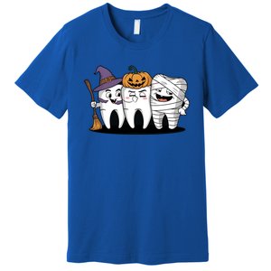 Th Witch Pumpkin Mummy Funny Dental Halloween Dentist Funny Gift Premium T-Shirt