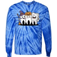 Th Witch Pumpkin Mummy Funny Dental Halloween Dentist Funny Gift Tie-Dye Long Sleeve Shirt