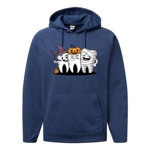 Th Witch Pumpkin Mummy Funny Dental Halloween Dentist Funny Gift Performance Fleece Hoodie