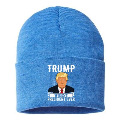 Trump Worst President Ever Political Statement Sustainable Knit Beanie