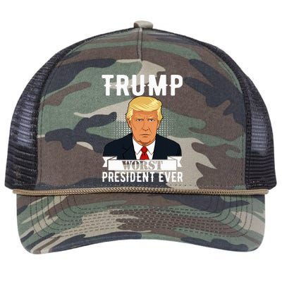 Trump Worst President Ever Political Statement Retro Rope Trucker Hat Cap