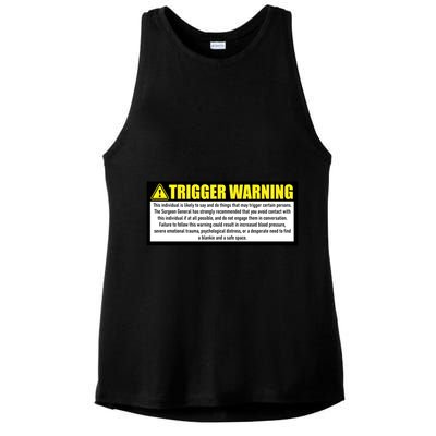 Trigger Warning Parody Warning Label For People Cool Gift Ladies PosiCharge Tri-Blend Wicking Tank