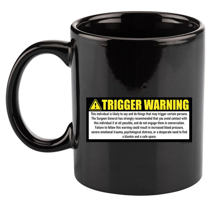 Trigger Warning Parody Warning Label For People Cool Gift 11oz C Handle Ceramic Mug