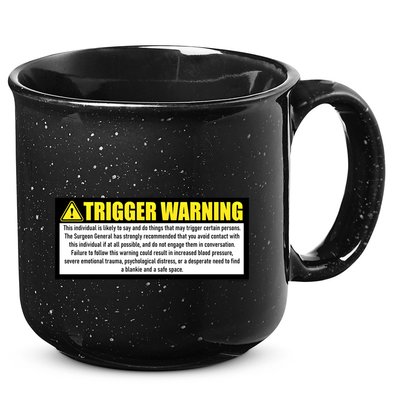 Trigger Warning Parody Warning Label For People Cool Gift 15oz Campfire Ceramic Mug