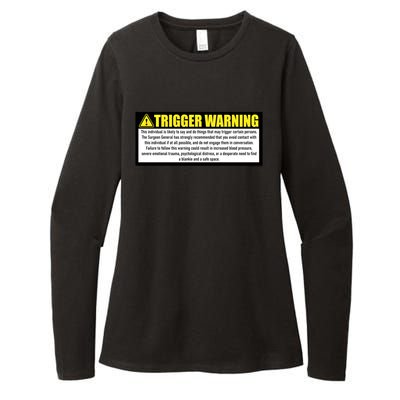 Trigger Warning Parody Warning Label For People Cool Gift Womens CVC Long Sleeve Shirt