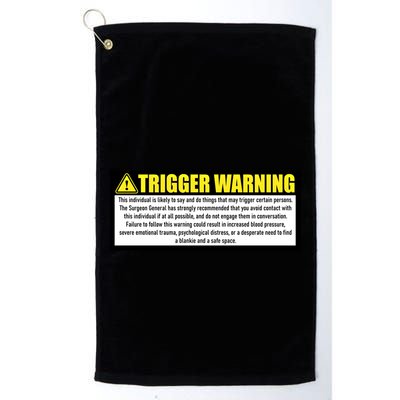 Trigger Warning Parody Warning Label For People Cool Gift Golf Towel