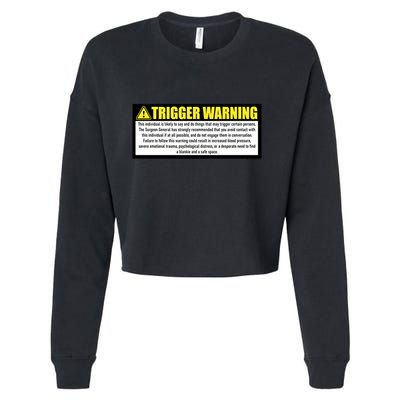Trigger Warning Parody Warning Label For People Cool Gift Cropped Pullover Crew