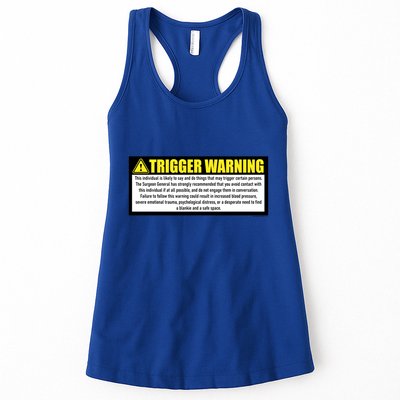 Trigger Warning Parody Warning Label For People Cool Gift Womens Tank Top