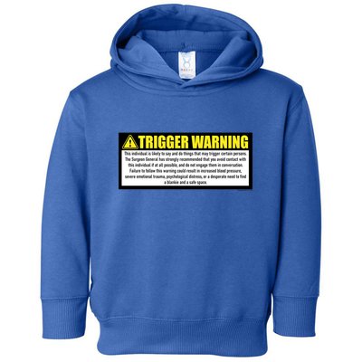 Trigger Warning Parody Warning Label For People Cool Gift Toddler Hoodie