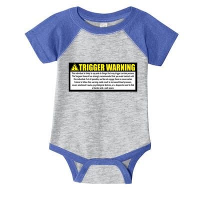 Trigger Warning Parody Warning Label For People Cool Gift Infant Baby Jersey Bodysuit