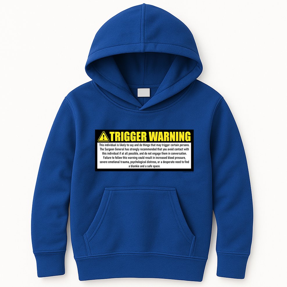 Trigger Warning Parody Warning Label For People Cool Gift Kids Hoodie