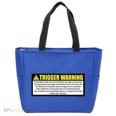 Trigger Warning Parody Warning Label For People Cool Gift Zip Tote Bag