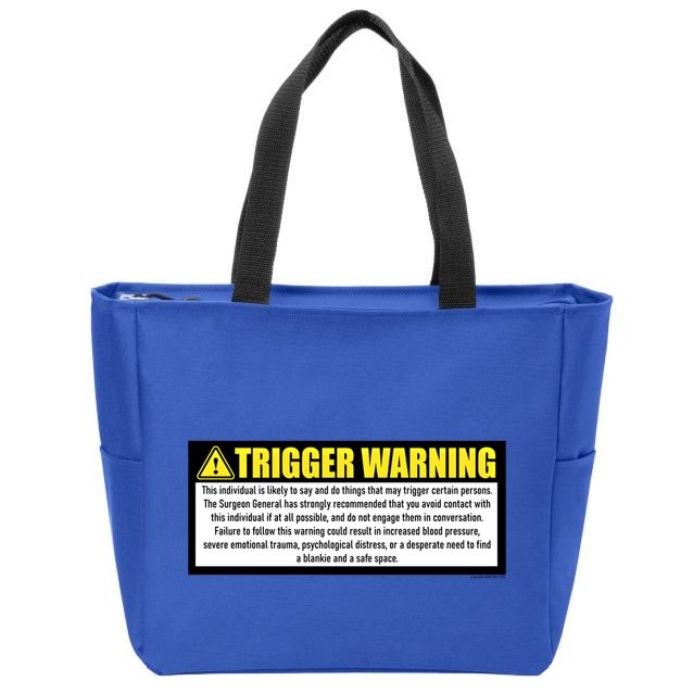 Trigger Warning Parody Warning Label For People Cool Gift Zip Tote Bag