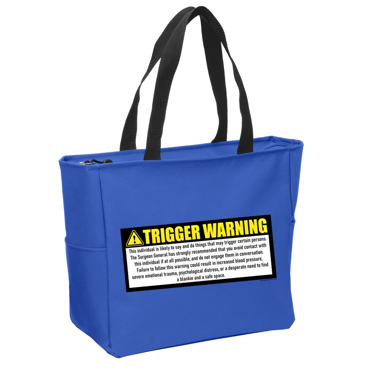 Trigger Warning Parody Warning Label For People Cool Gift Zip Tote Bag