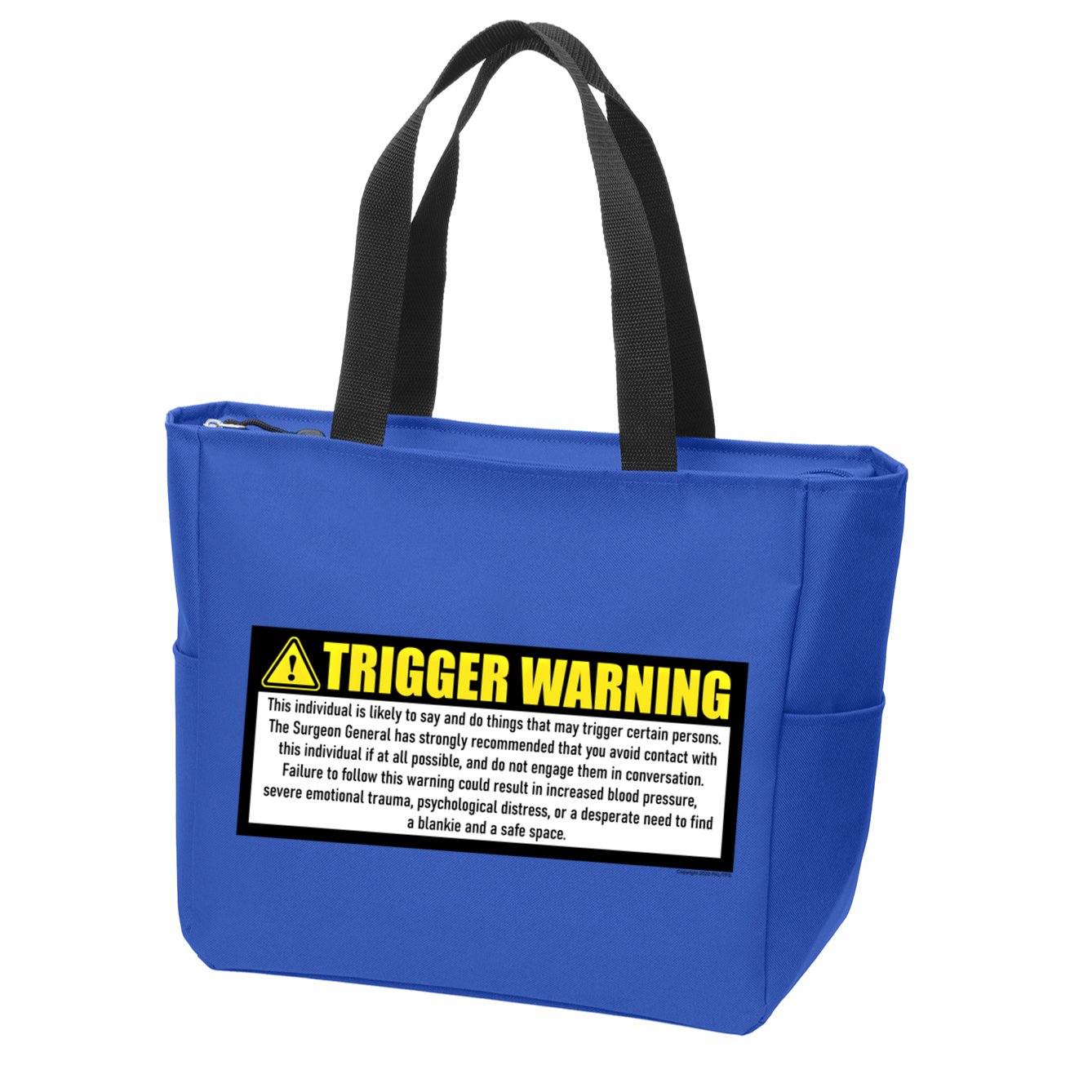 Trigger Warning Parody Warning Label For People Cool Gift Zip Tote Bag