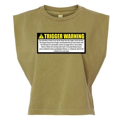 Trigger Warning Parody Warning Label For People Cool Gift Garment-Dyed Women's Muscle Tee