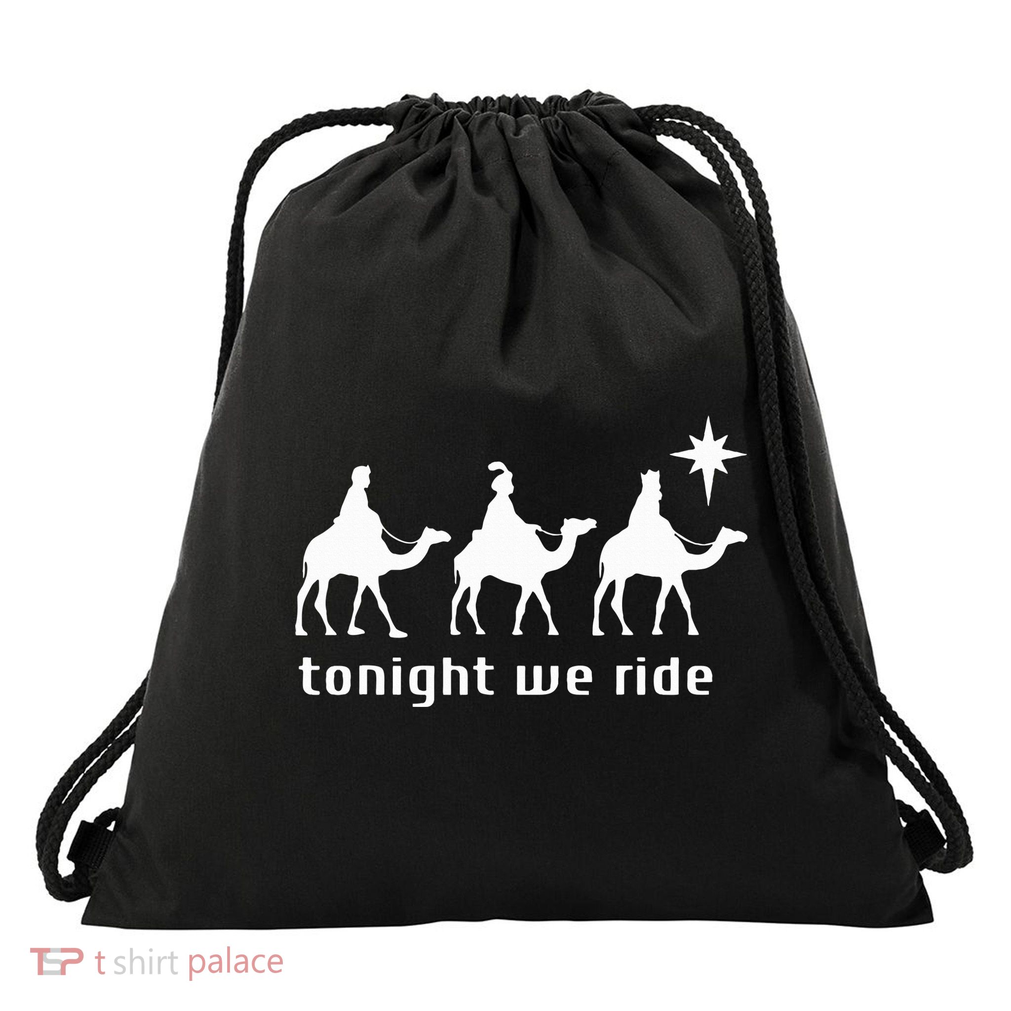 Tonight We Ride Retro Three Wise Christmas Christian  Drawstring Bag