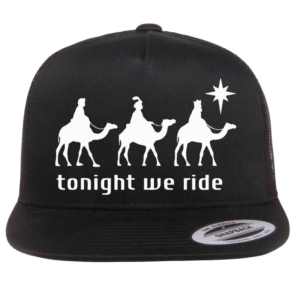Tonight We Ride Retro Three Wise Christmas Christian  Flat Bill Trucker Hat