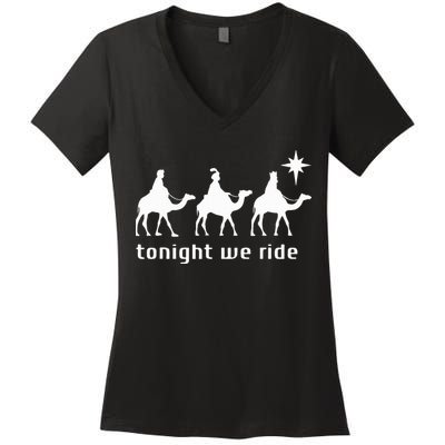 Tonight We Ride Retro Three Wise Christmas Christian  Women's V-Neck T-Shirt