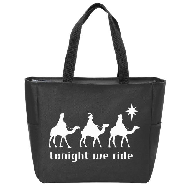Tonight We Ride Retro Three Wise Christmas Christian  Zip Tote Bag
