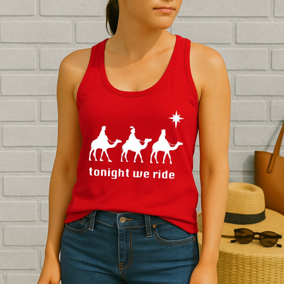 Tonight We Ride Christmas 3 Wise Menn Camel Ride Womens Tank Top
