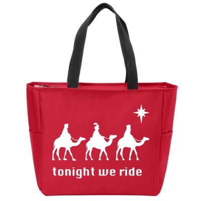 Tonight We Ride Christmas 3 Wise Menn Camel Ride Zip Tote Bag