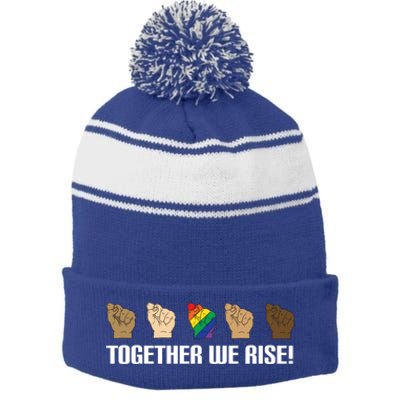 Together We Rise Opposition Equality Cute Gift Stripe Pom Pom Beanie