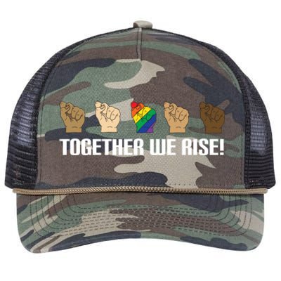 Together We Rise Opposition Equality Cute Gift Retro Rope Trucker Hat Cap