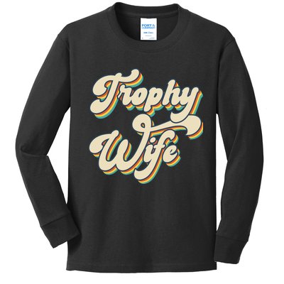 Trophy Wife Retro Kids Long Sleeve Shirt