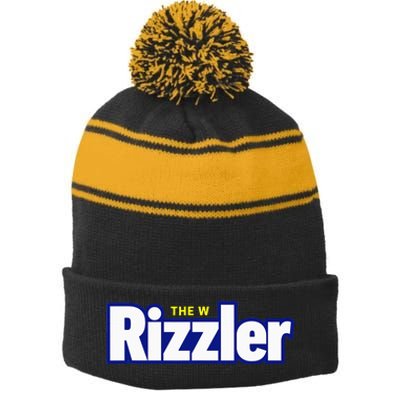 The W Rizzler For The Rizz God Stripe Pom Pom Beanie