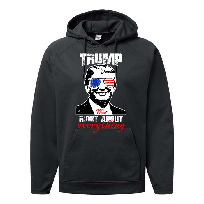 Trump Was Right About Everything Sunglasses USA Performance Fleece Hoodie