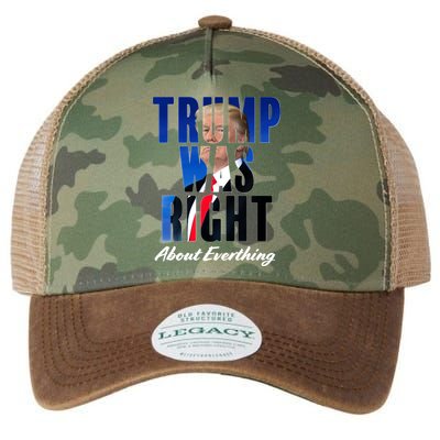 Trump Was Right About Everything Typography Portrait Legacy Tie Dye Trucker Hat