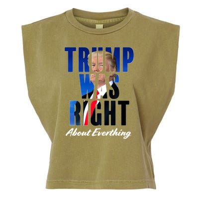 Trump Was Right About Everything Typography Portrait Garment-Dyed Women's Muscle Tee