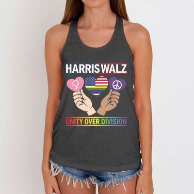 Together We Rise: Harriswalz For Unity Great Gift Women's Knotted Racerback Tank