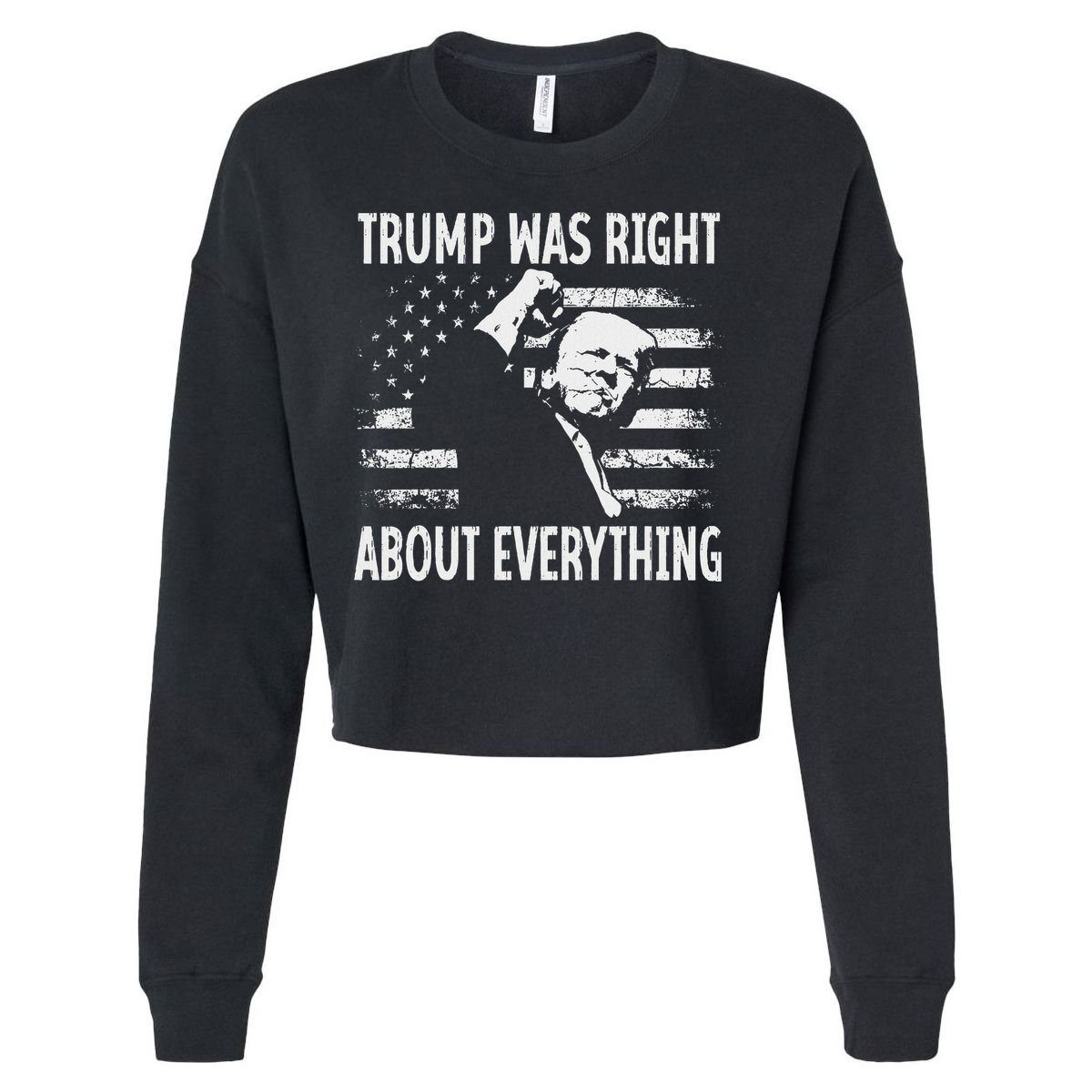 Trump Was Right About Everything American Flag 45 47 Cropped Pullover Crew