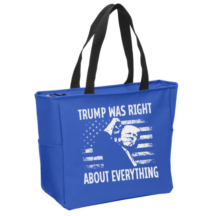 Trump Was Right About Everything American Flag 45 47 Zip Tote Bag