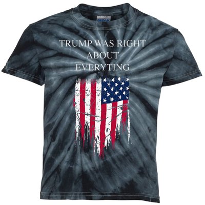 Trump Was Right About Everything USA Flag 2024 Election Kids Tie-Dye T-Shirt