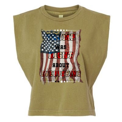 Trump Was Right About Everything USA Flag Garment-Dyed Women's Muscle Tee