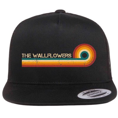 The Wallflowers Retro Stripes Musician Vintage Flat Bill Trucker Hat