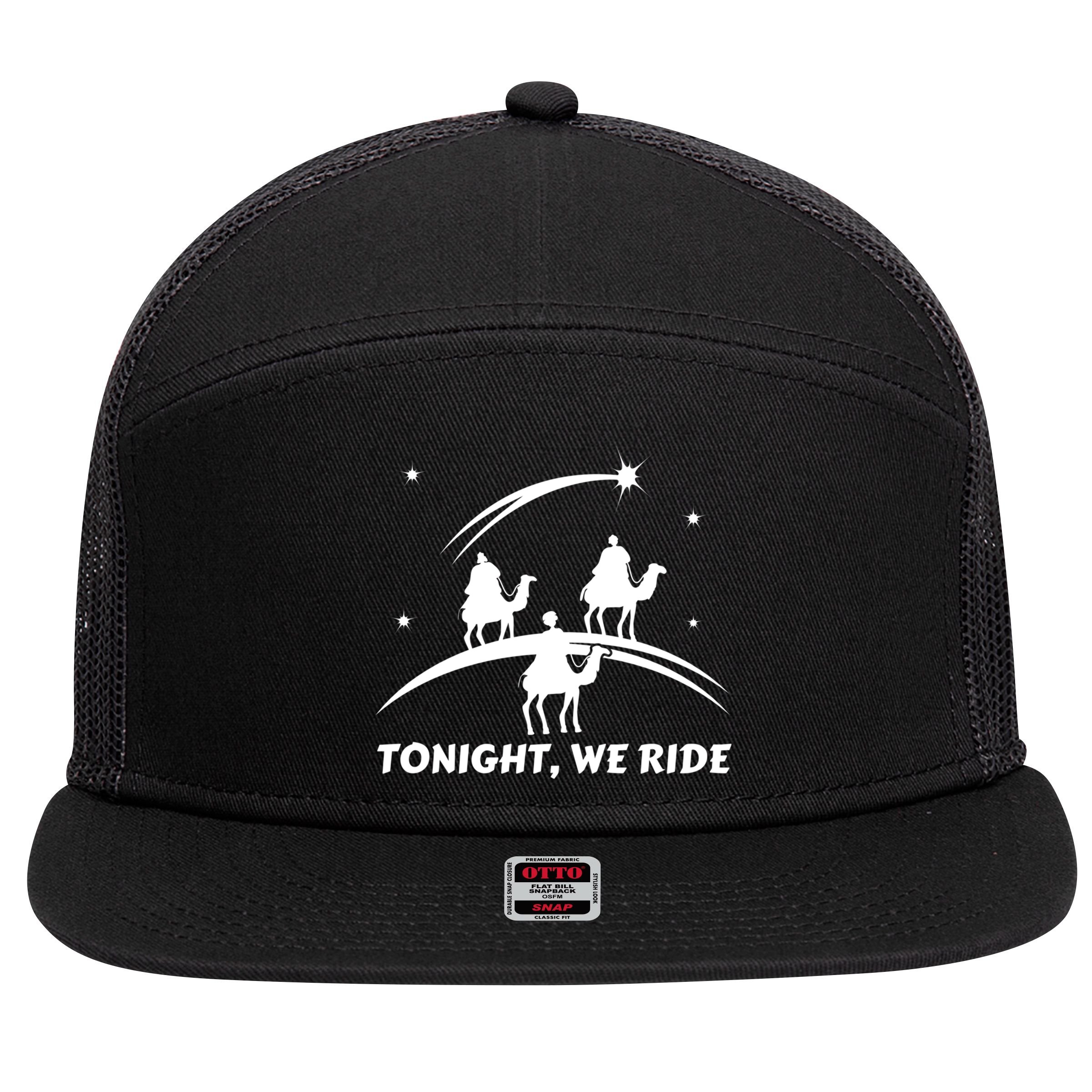 Tonight We Ride Three Wiseman Christmas Jesus Nativity 7 Panel Mesh Trucker Snapback Hat