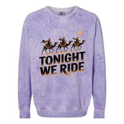 Tonight We Ride Three Wise Christmas Design Colorblast Crewneck Sweatshirt