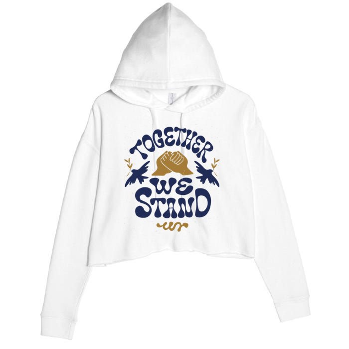 Together We Stand Support Ukraine Crop Fleece Hoodie