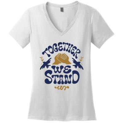 Together We Stand Support Ukraine Women's V-Neck T-Shirt