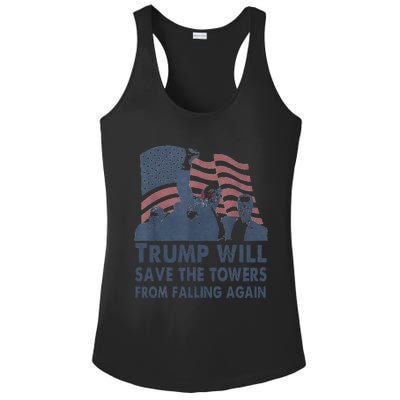 Trump Will Save The Towers From Falling Again Ladies PosiCharge Competitor Racerback Tank