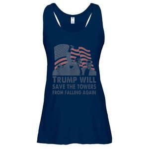 Trump Will Save The Towers From Falling Again Ladies Essential Flowy Tank