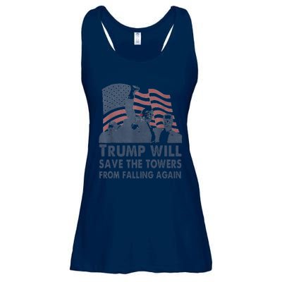 Trump Will Save The Towers From Falling Again Ladies Essential Flowy Tank