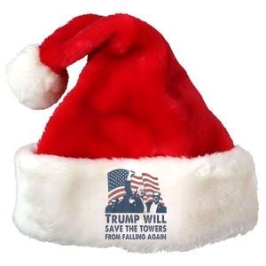 Trump Will Save The Towers From Falling Again Premium Christmas Santa Hat