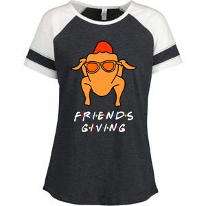 Turkey With Sunglasses Funny Gift Happy Friendsgiving Gift Enza Ladies Jersey Colorblock Tee