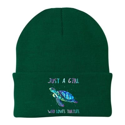 Turtle Watercolor Sea Ocean Just A Girl Who Loves Turtles Knit Cap Winter Beanie